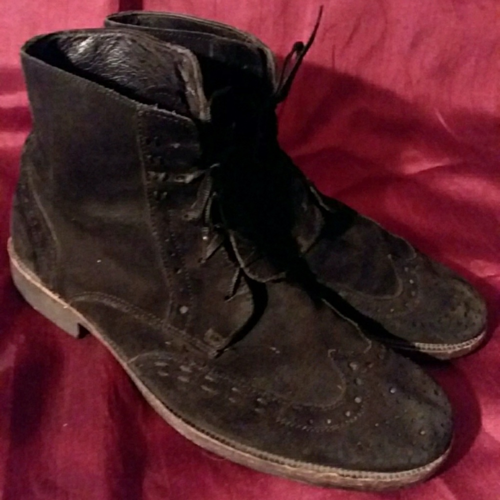 BED-STU suede ankle boots wingtip black